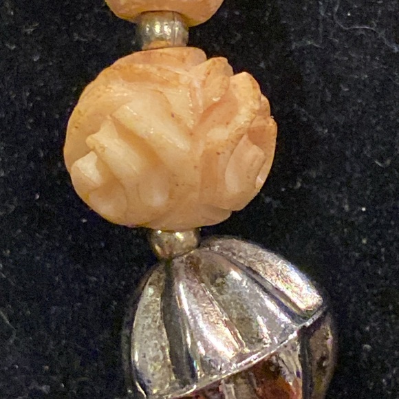 Carnelian and OrganicBeaded Necklace. Silver Tone Findings. No Clasp - Picture 8 of 10